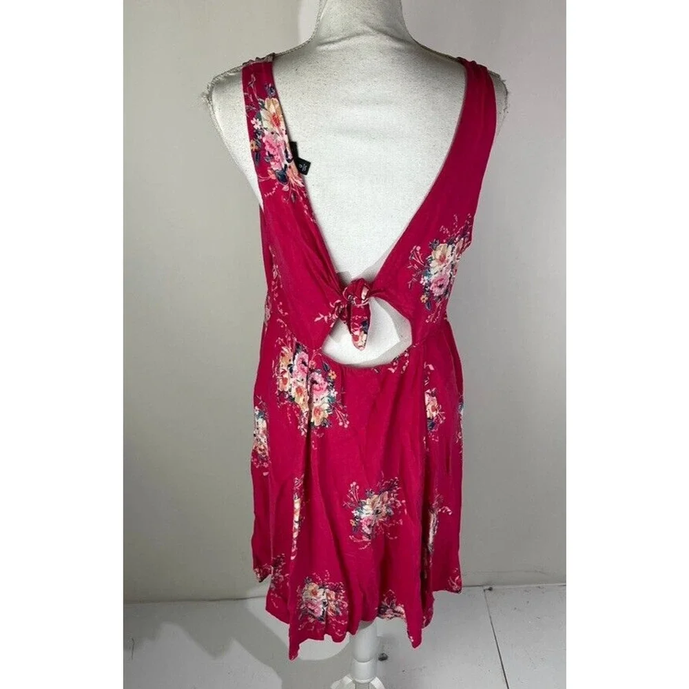 Torrid Womans‎ Sz 0 12 Floral Dress Sz Pink Tie Back Open Cutout